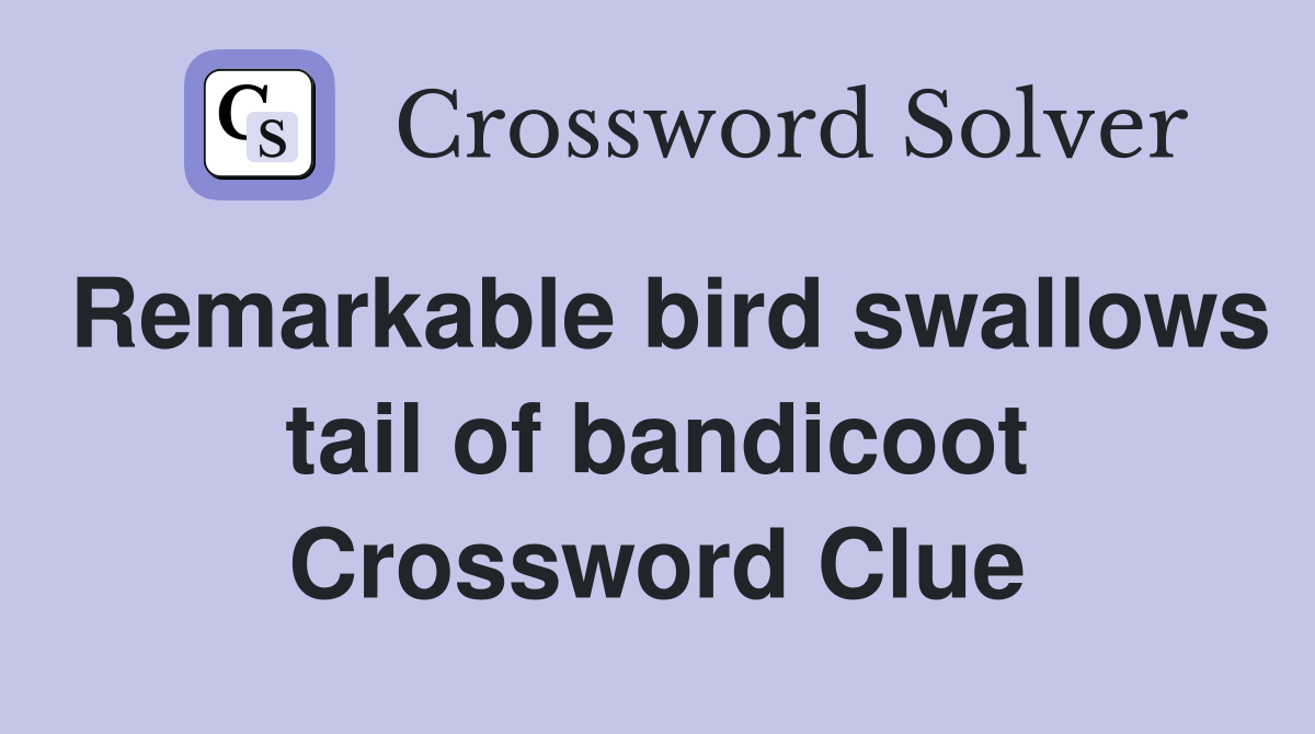 Remarkable bird swallows tail of bandicoot Crossword Clue