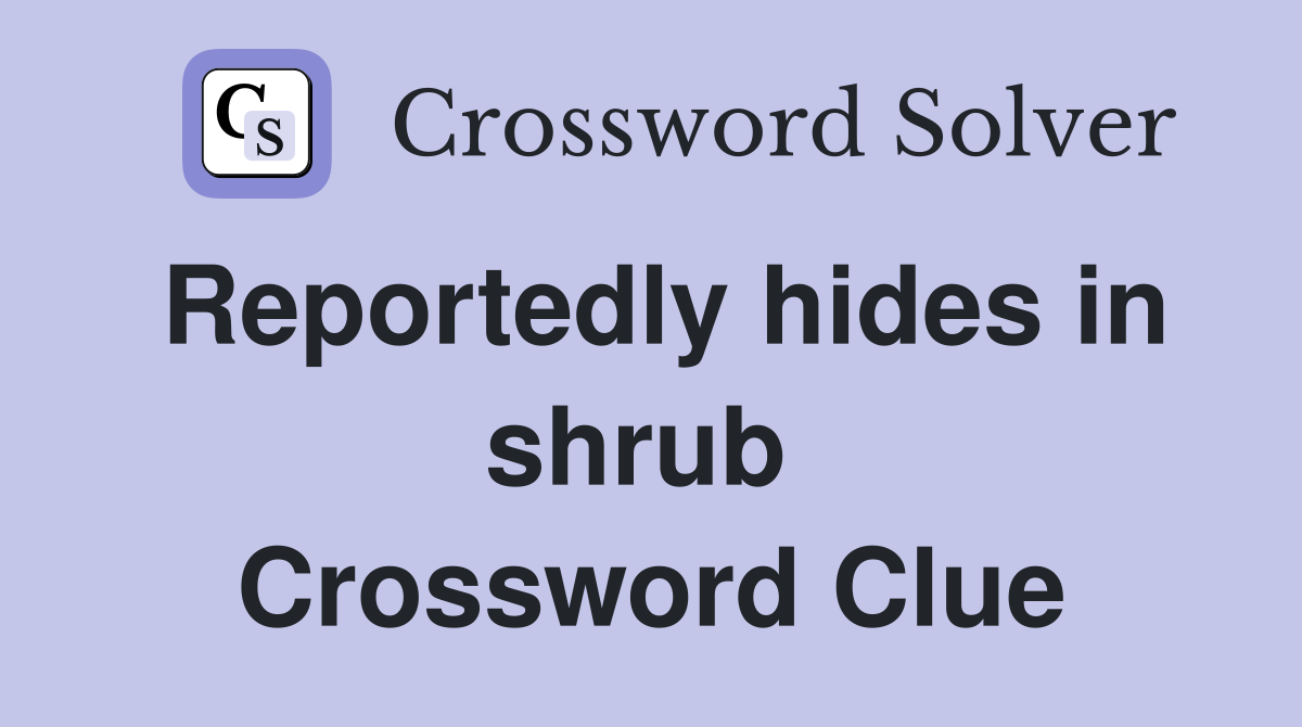Reportedly hides in shrub  Crossword Clue