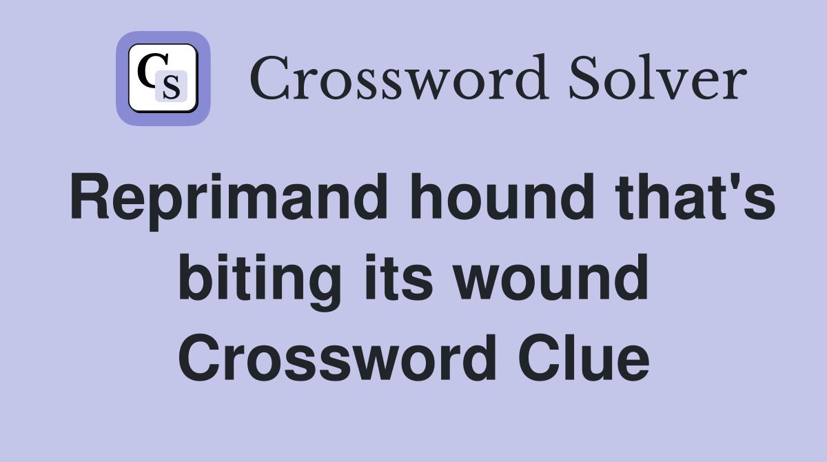 Reprimand hound that's biting its wound Crossword Clue