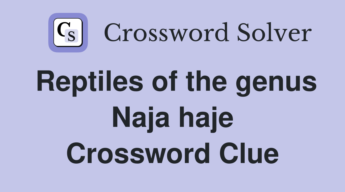 Reptiles of the genus Naja haje Crossword Clue