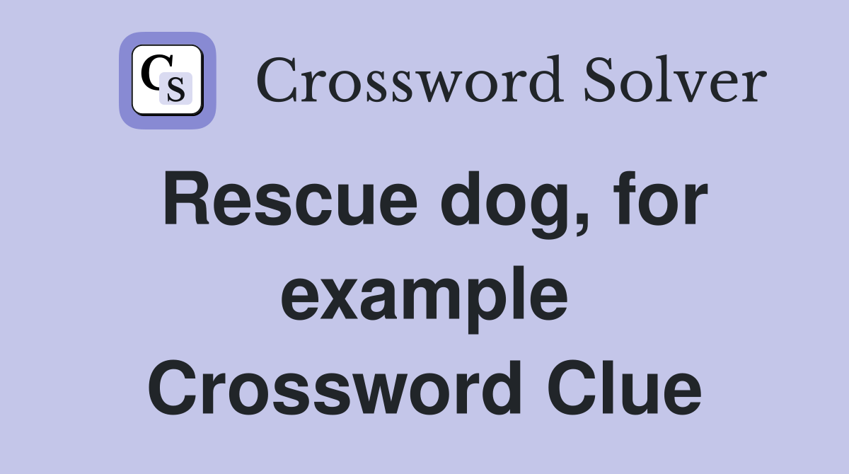 Rescue dog, for example Crossword Clue