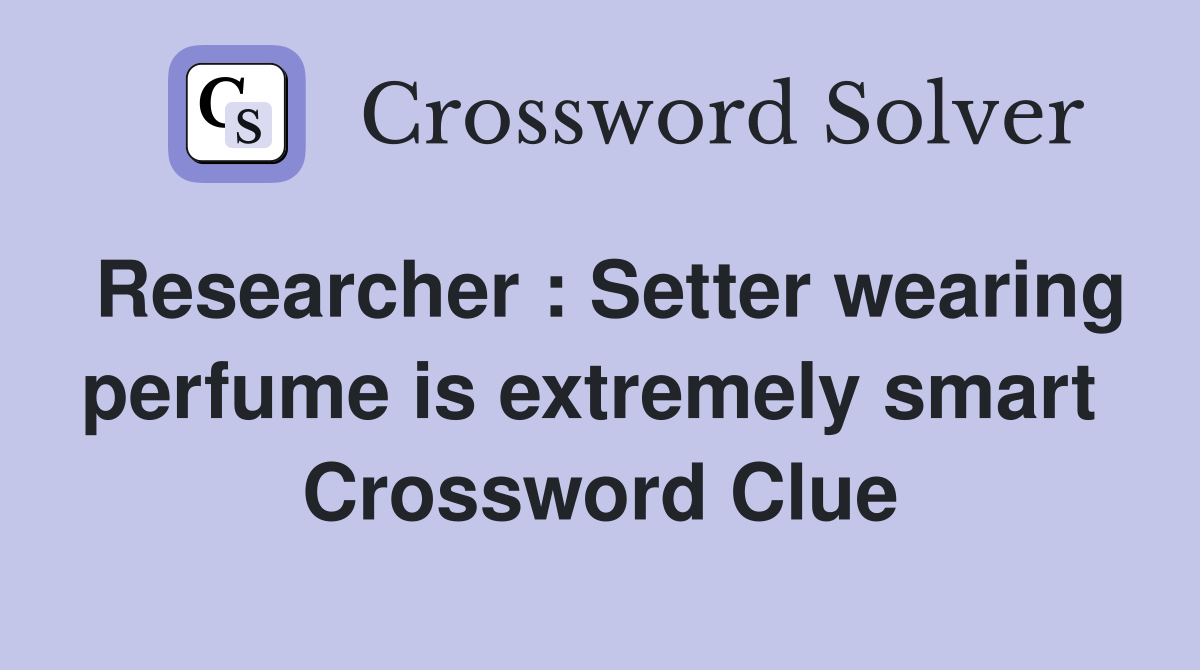 Researcher : Setter wearing perfume is extremely smart  Crossword Clue