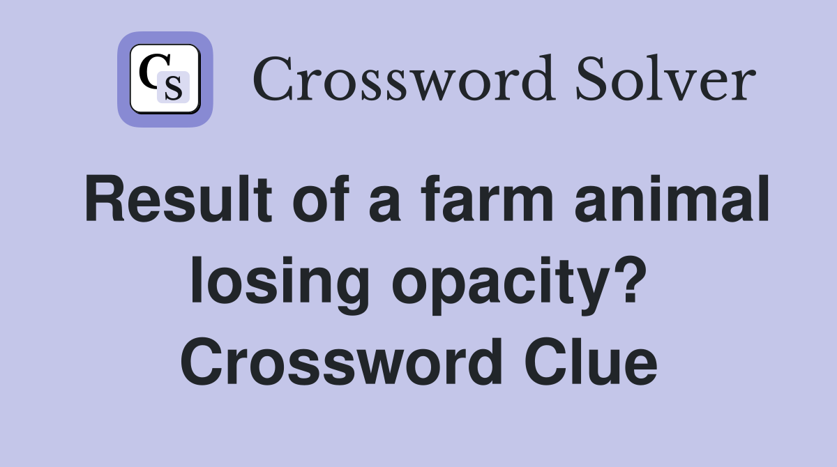 Result of a farm animal losing opacity? Crossword Clue