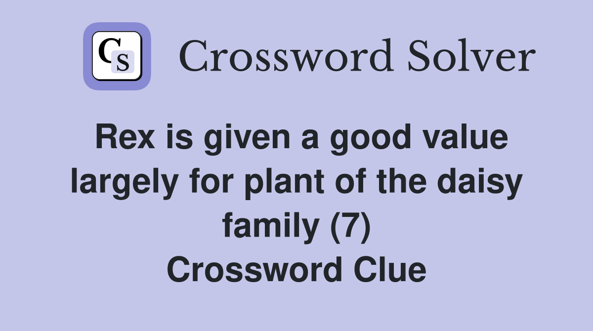 Rex is given a good value largely for plant of the daisy family (7) Crossword Clue