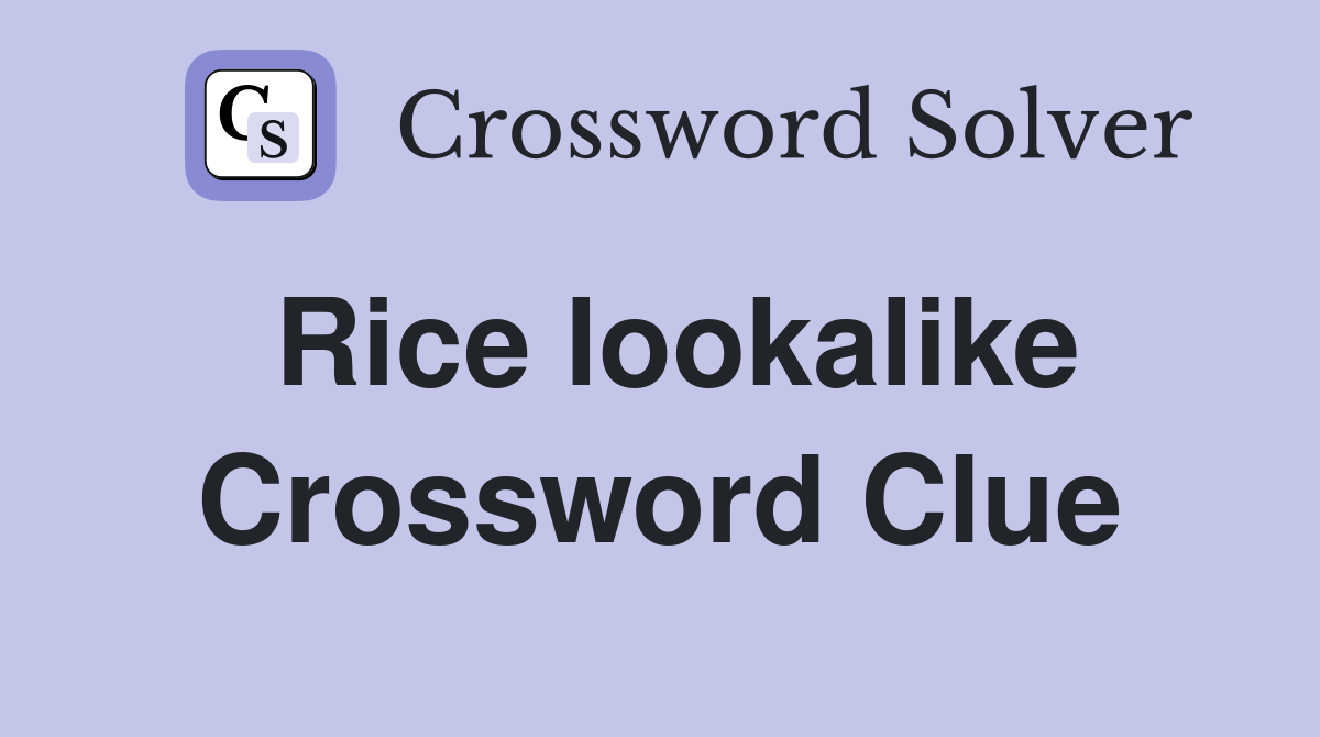 Rice lookalike Crossword Clue