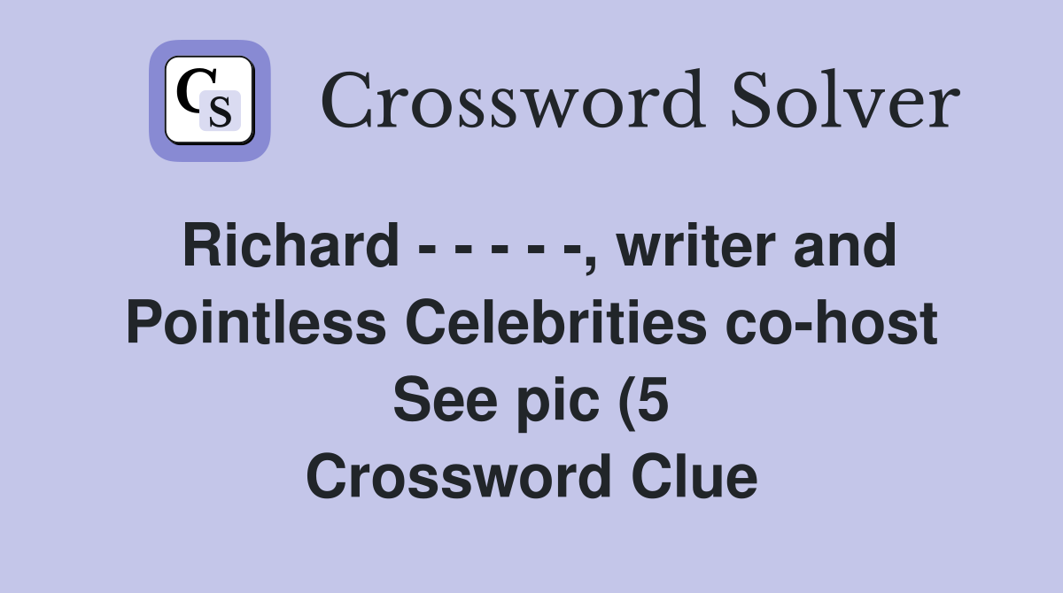 Richard writer and Pointless Celebrities co host See pic (5 Richard writer and Pointless Celebrities co host See pic (5