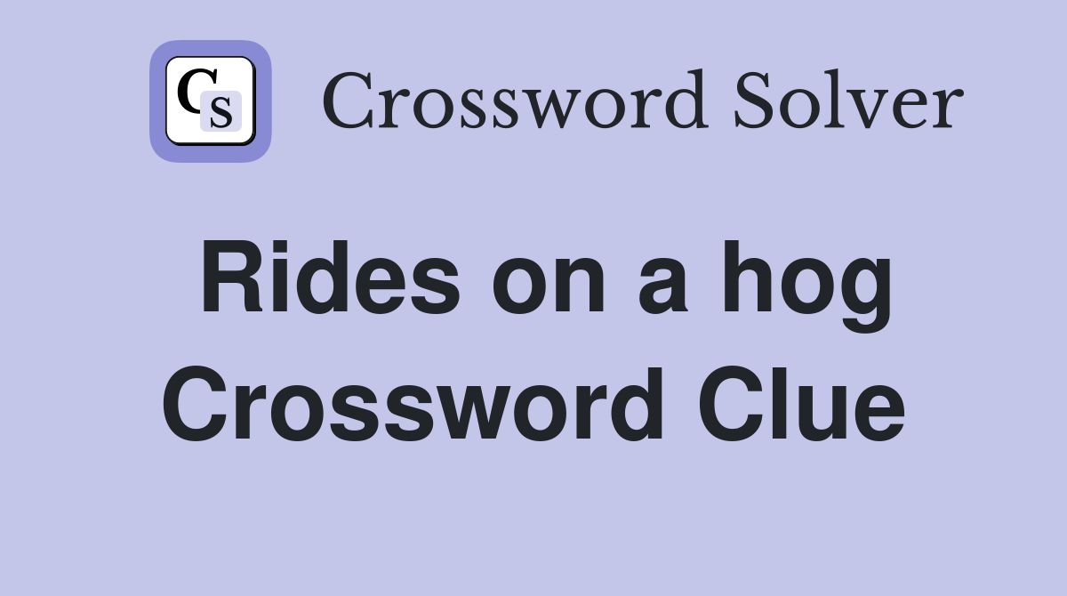 Rides on a hog Crossword Clue