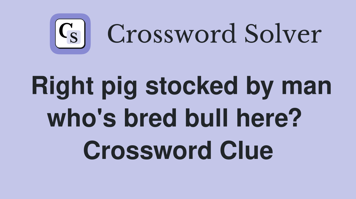 Right pig stocked by man who's bred bull here?  Crossword Clue