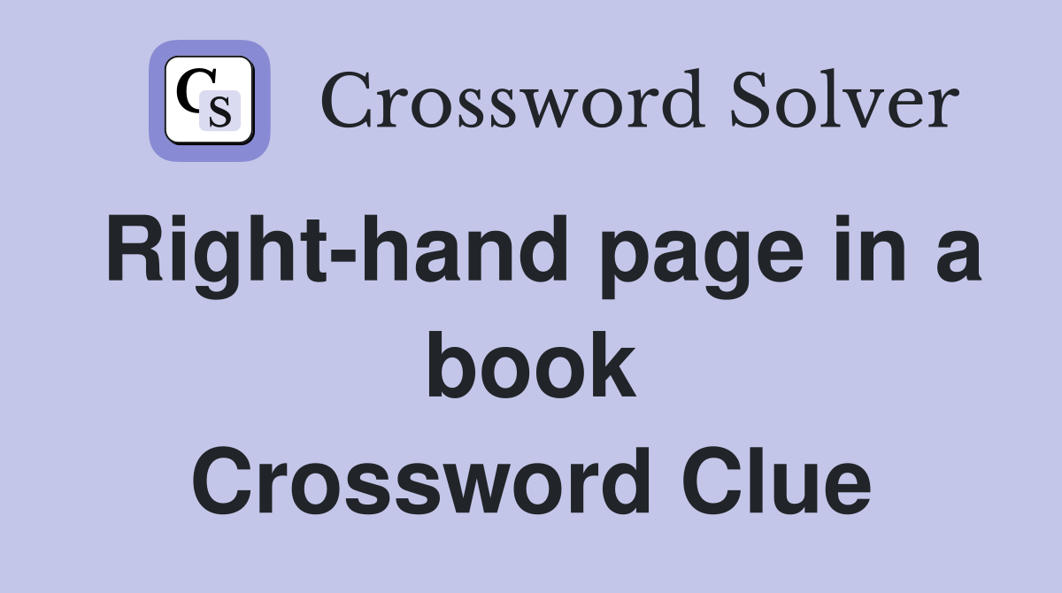 Right-hand page in a book Crossword Clue