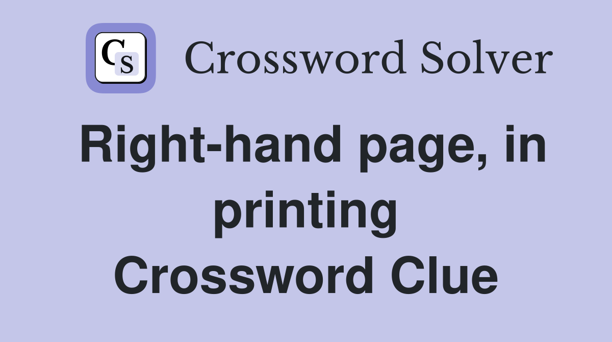 Right-hand page, in printing Crossword Clue