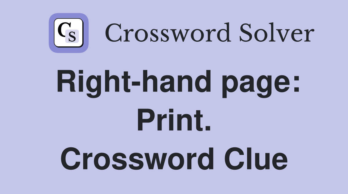 Right-hand page: Print. Crossword Clue