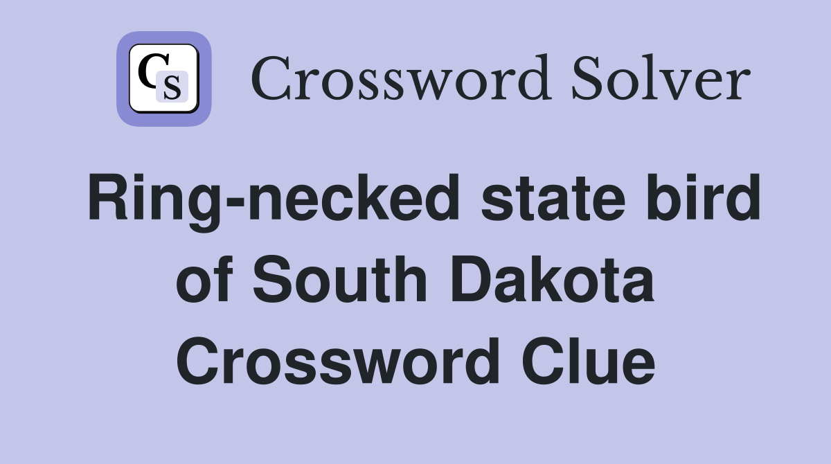 Ring-necked state bird of South Dakota Crossword Clue