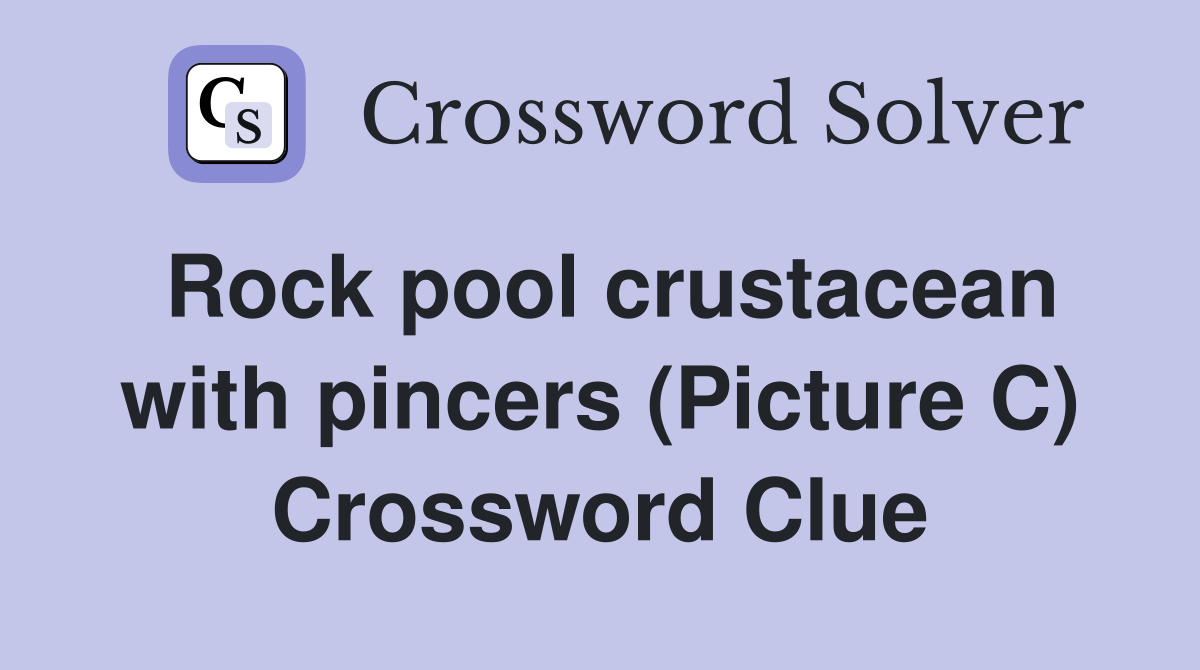 Rock pool crustacean with pincers (Picture C) Crossword Clue