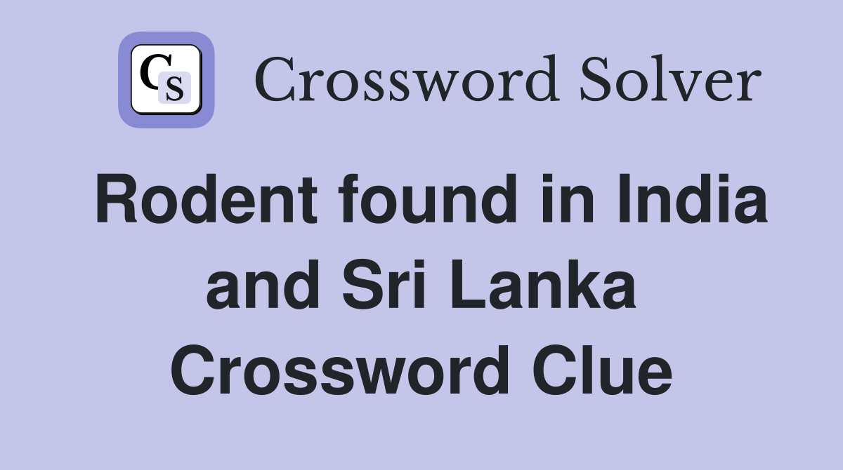 Rodent found in India and Sri Lanka Crossword Clue