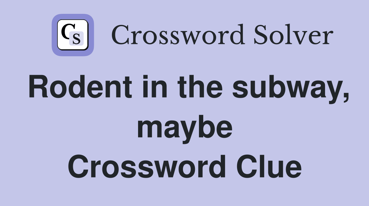 Rodent in the subway, maybe Crossword Clue