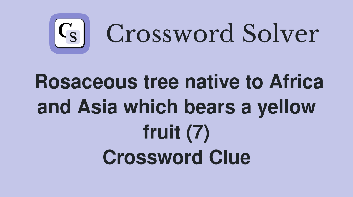 Rosaceous tree native to Africa and Asia which bears a yellow fruit (7) Crossword Clue