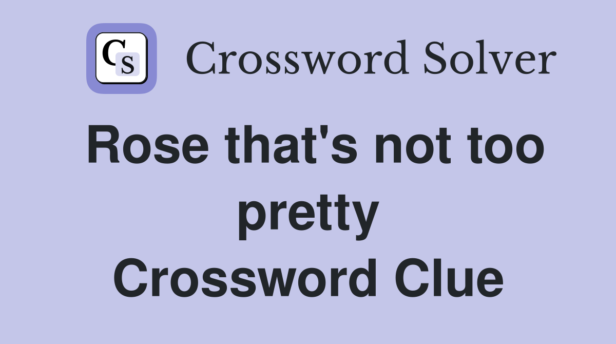 Rose that's not too pretty Crossword Clue