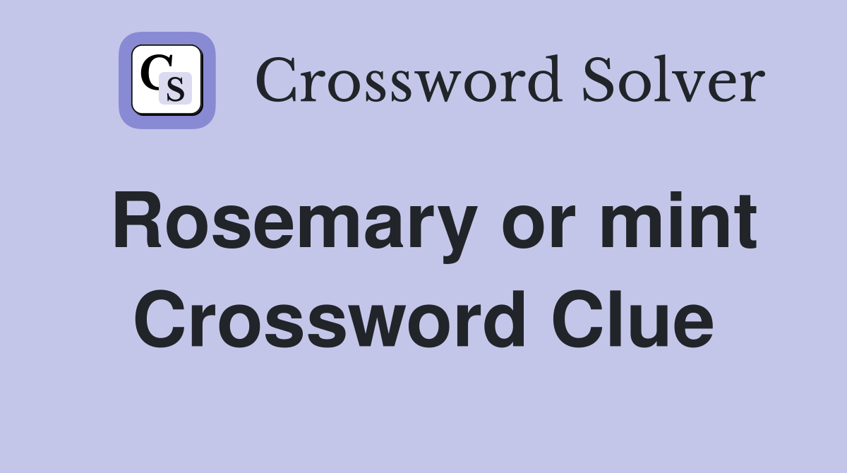 Rosemary or mint Crossword Clue