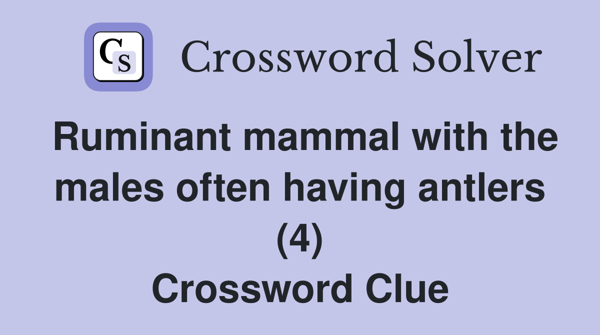 Ruminant mammal with the males often having antlers (4) Crossword Clue