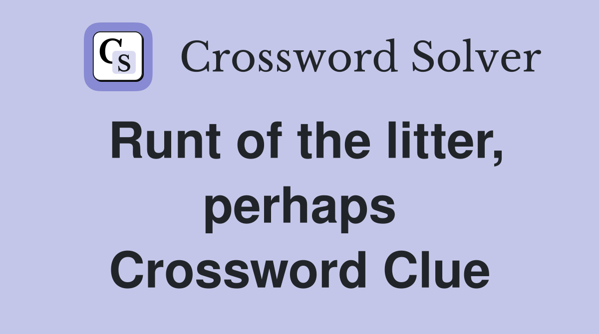 Runt of the litter, perhaps Crossword Clue