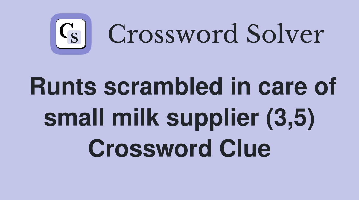 Runts scrambled in care of small milk supplier (3,5) Crossword Clue