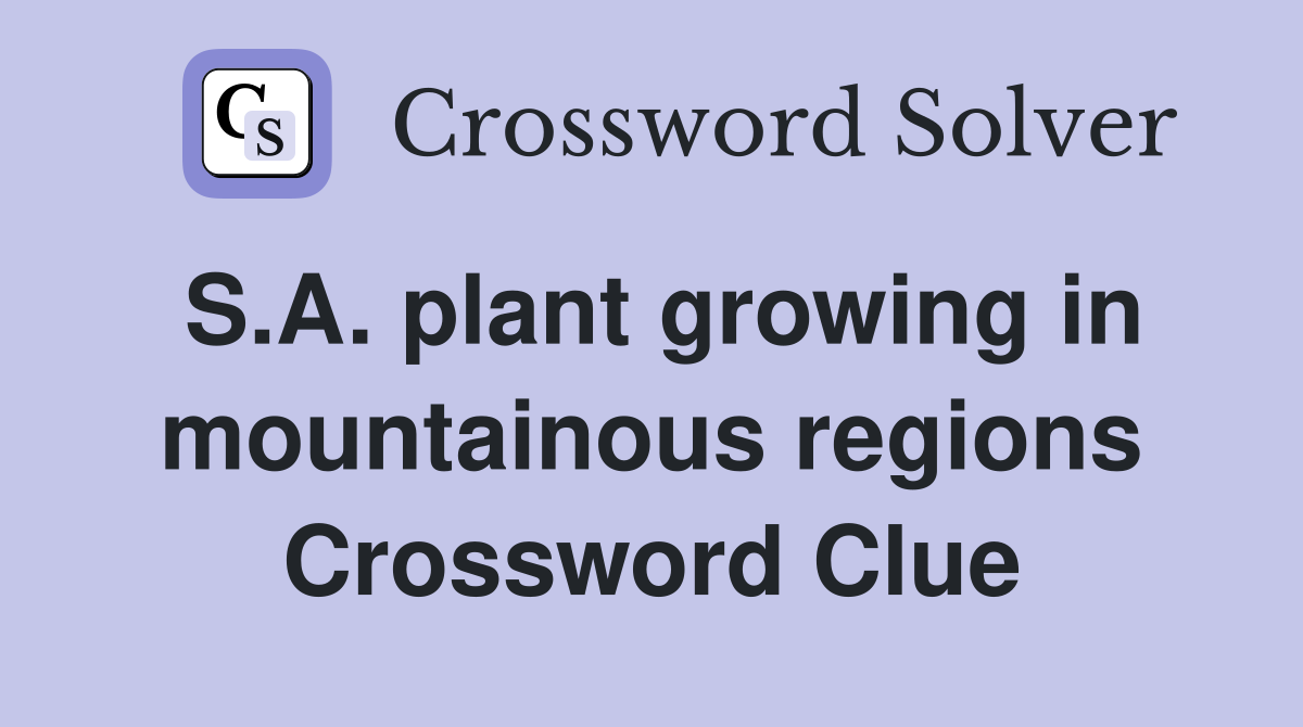 S.A. plant growing in mountainous regions Crossword Clue