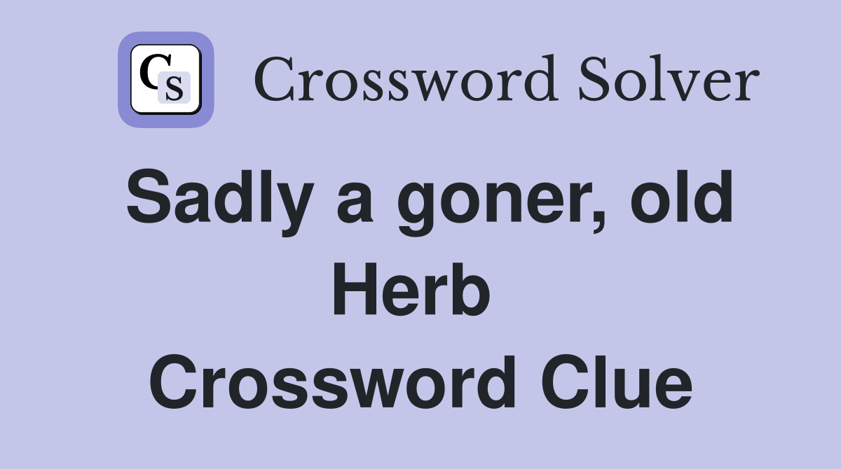 Sadly a goner, old Herb  Crossword Clue
