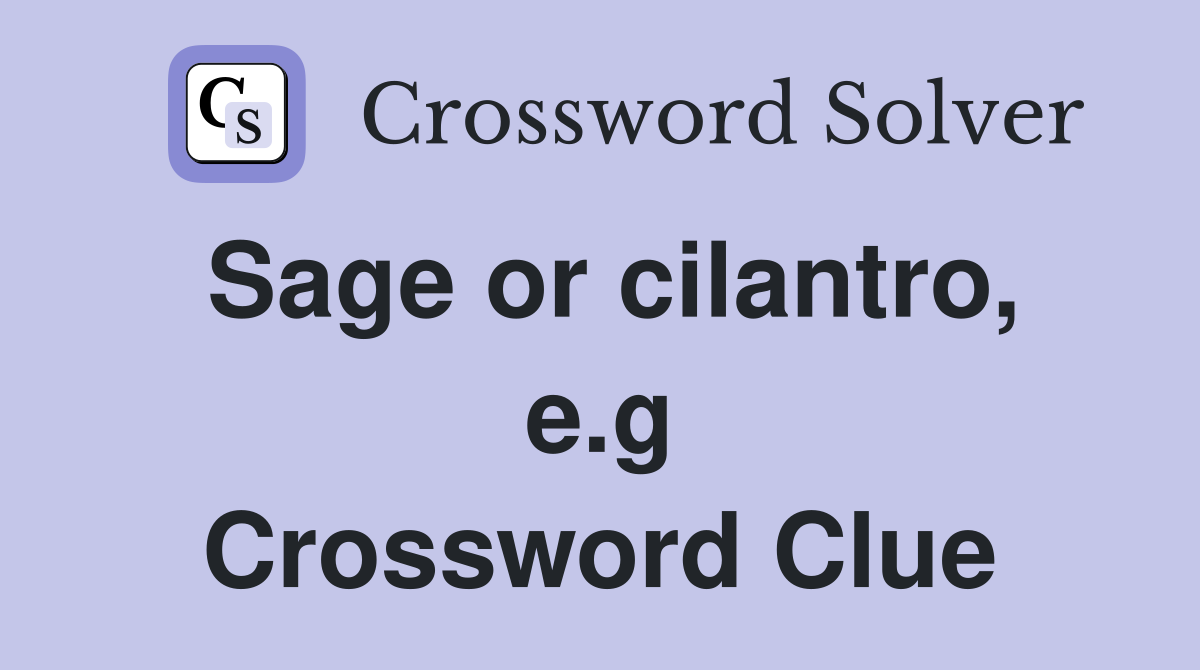 Sage or cilantro, e.g Crossword Clue