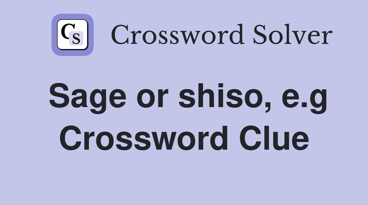 Sage or shiso, e.g Crossword Clue