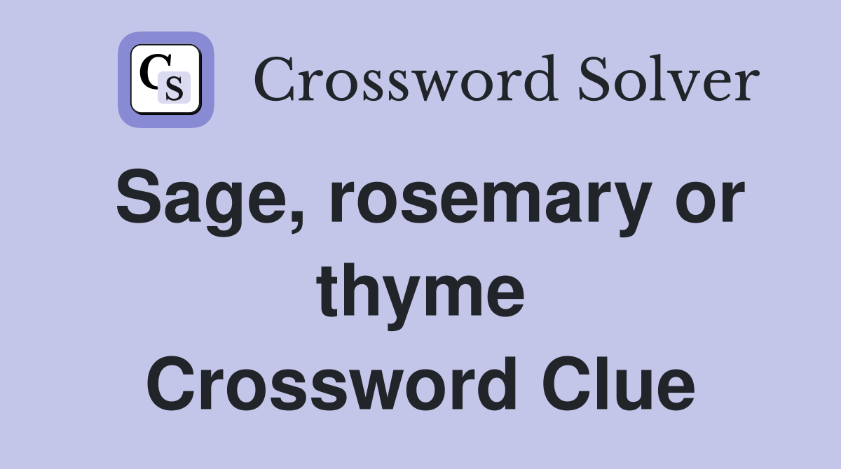 Sage, rosemary or thyme Crossword Clue