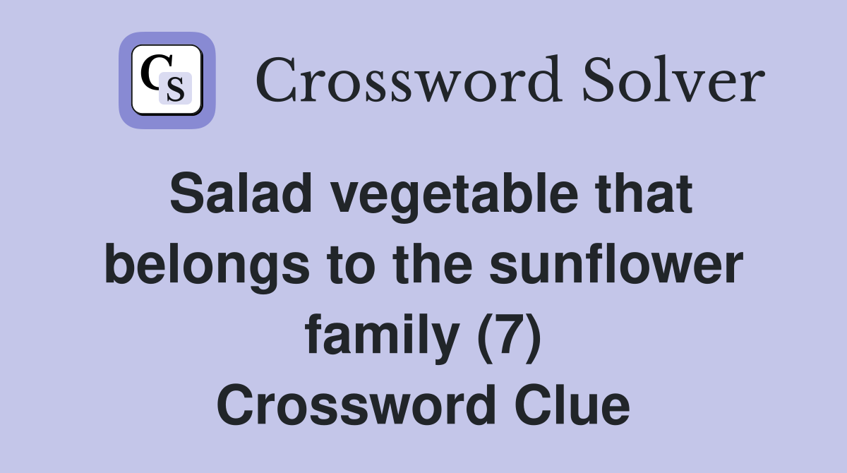 Salad vegetable that belongs to the sunflower family (7) Crossword Clue