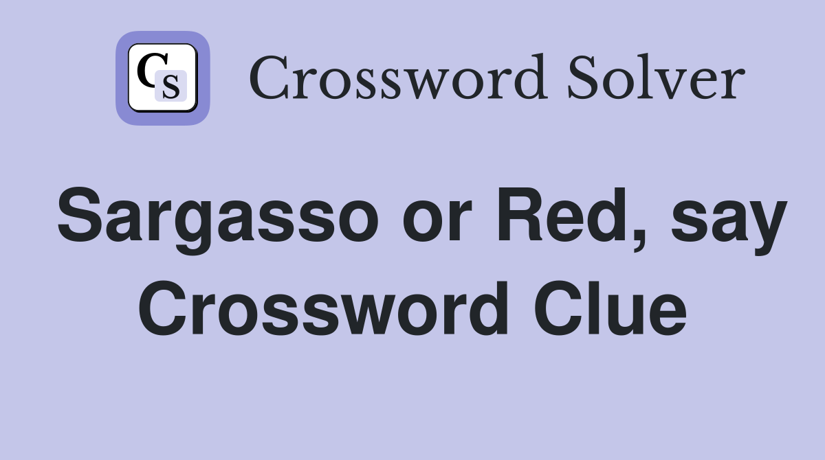 Sargasso or Red, say Crossword Clue