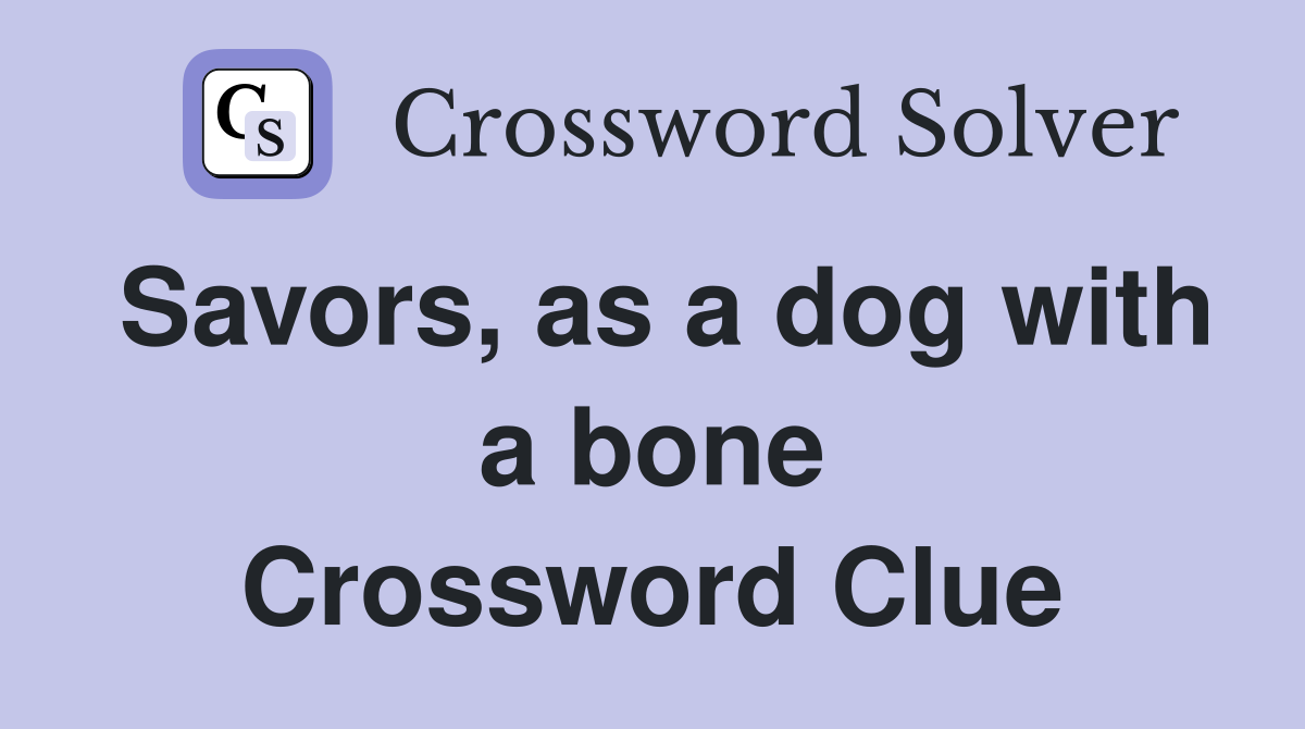 Savors, as a dog with a bone Crossword Clue