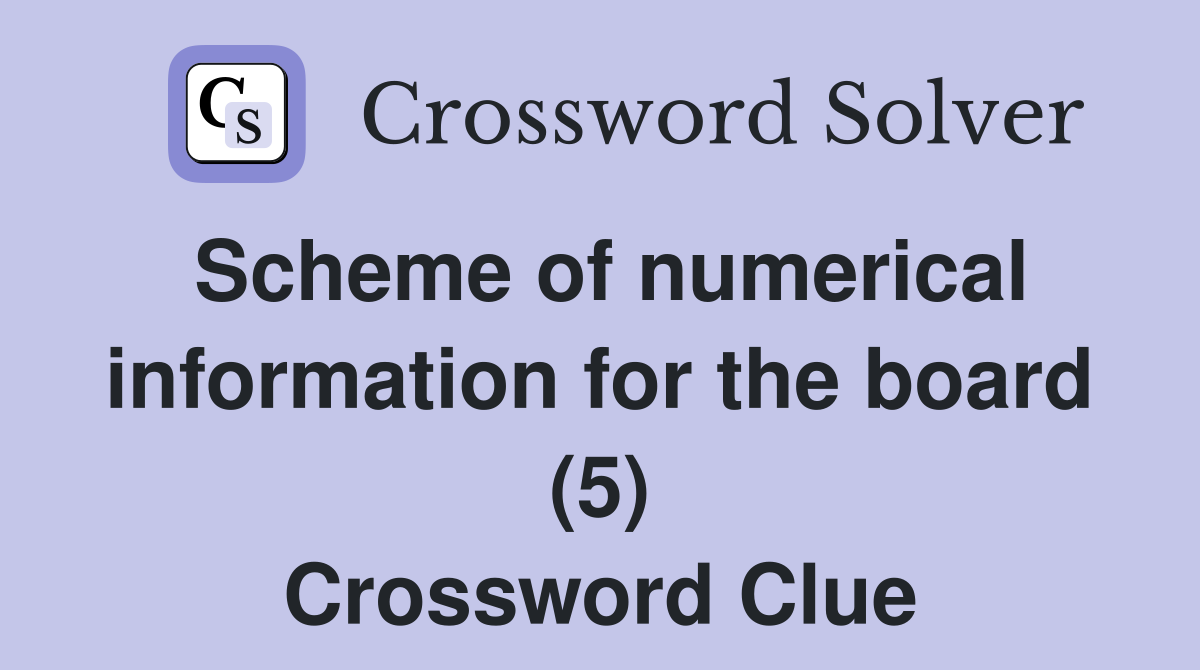 Scheme of numerical information for the board (5) Crossword Clue