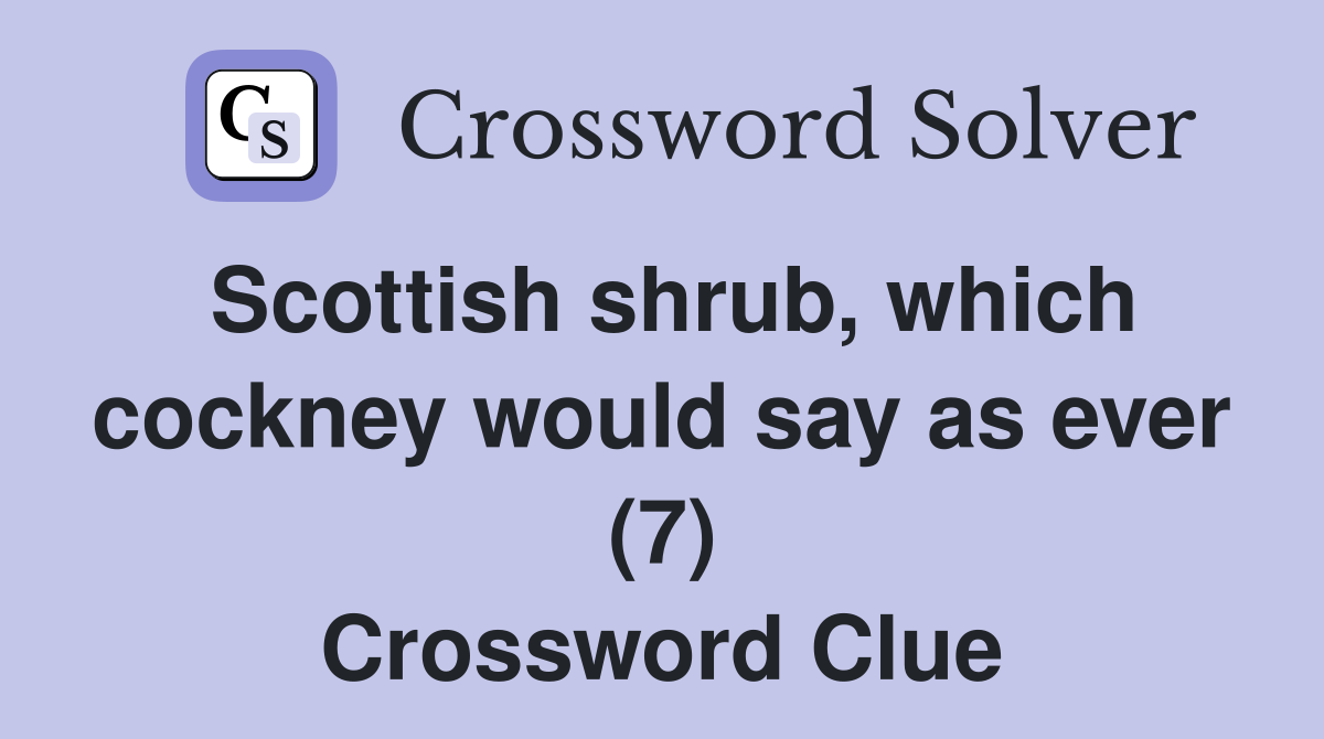 Scottish shrub, which cockney would say as ever (7) Crossword Clue