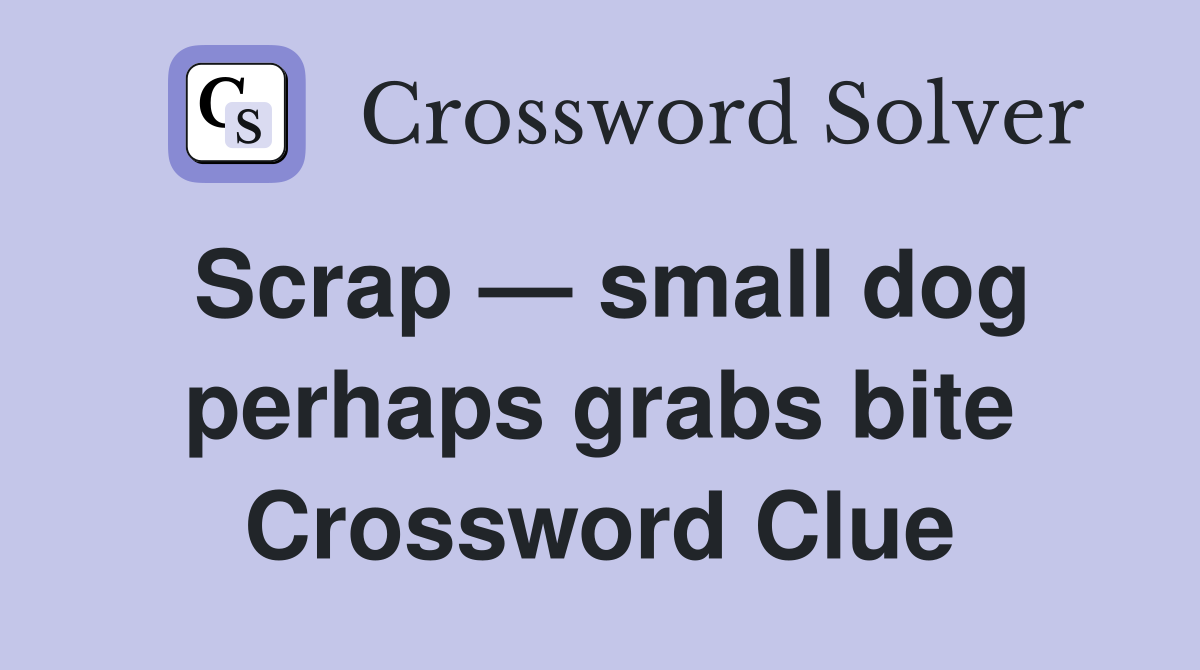 Scrap — small dog perhaps grabs bite Crossword Clue