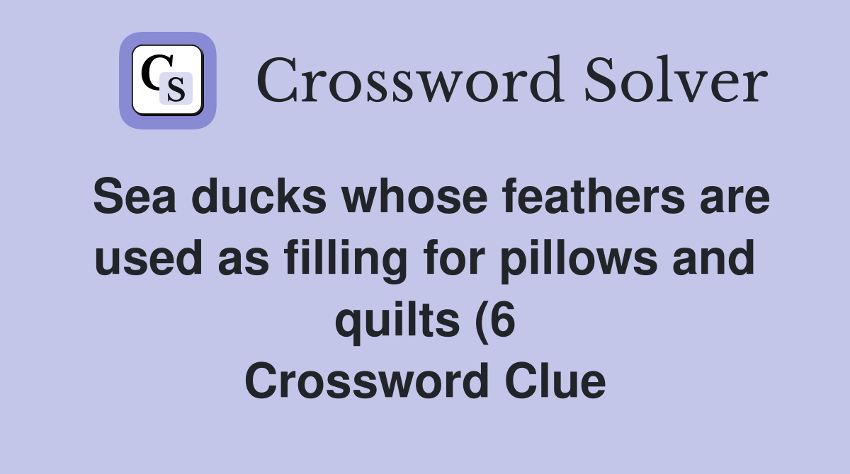 Sea ducks whose feathers are used as filling for pillows and quilts (6 Sea ducks whose feathers are used as filling for pillows and quilts (6
