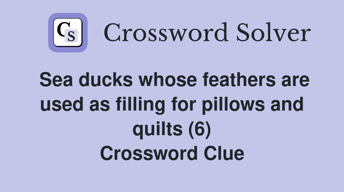 Sea ducks whose feathers are used as filling for pillows and quilts (6