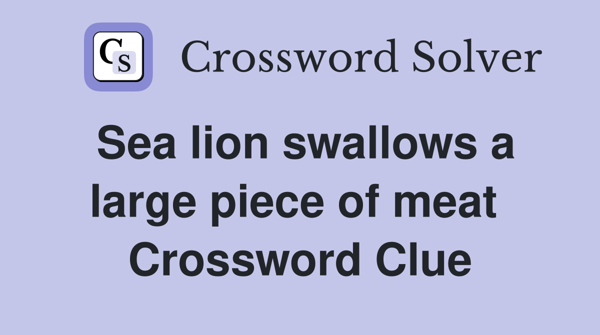 Sea lion swallows a large piece of meat  Crossword Clue