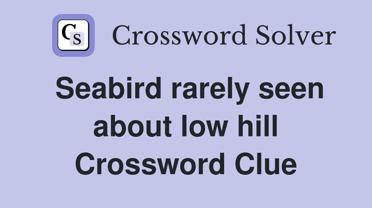 Seabird rarely seen about low hill Crossword Clue