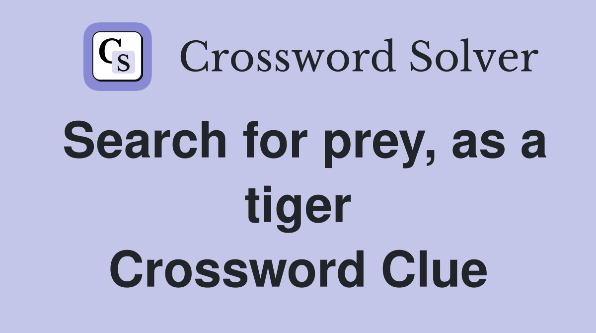 Search for prey, as a tiger Crossword Clue