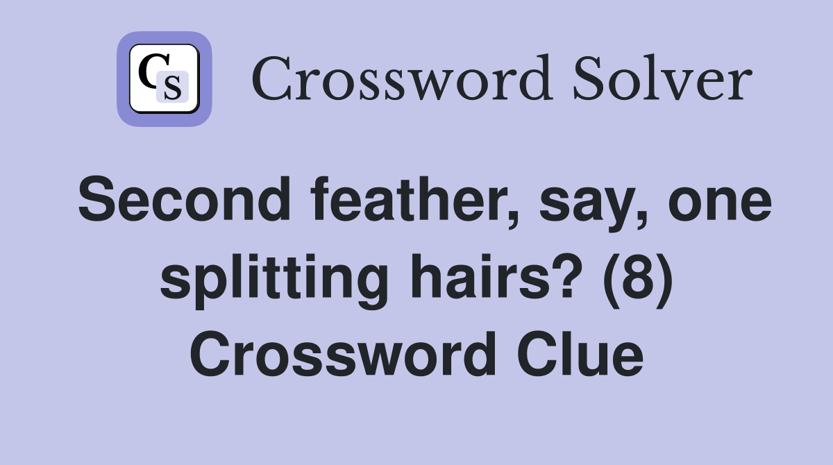 Second feather, say, one splitting hairs? (8) Crossword Clue