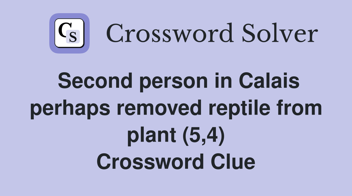 Second person in Calais perhaps removed reptile from plant (5,4) Crossword Clue