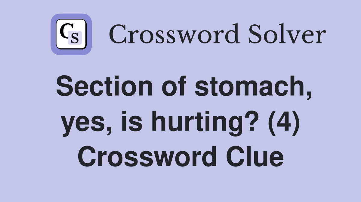 Section of stomach, yes, is hurting? (4) Crossword Clue