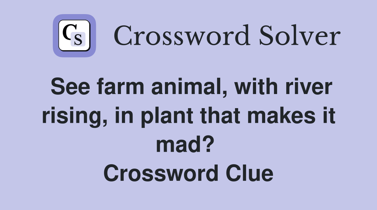 See farm animal, with river rising, in plant that makes it mad?  Crossword Clue