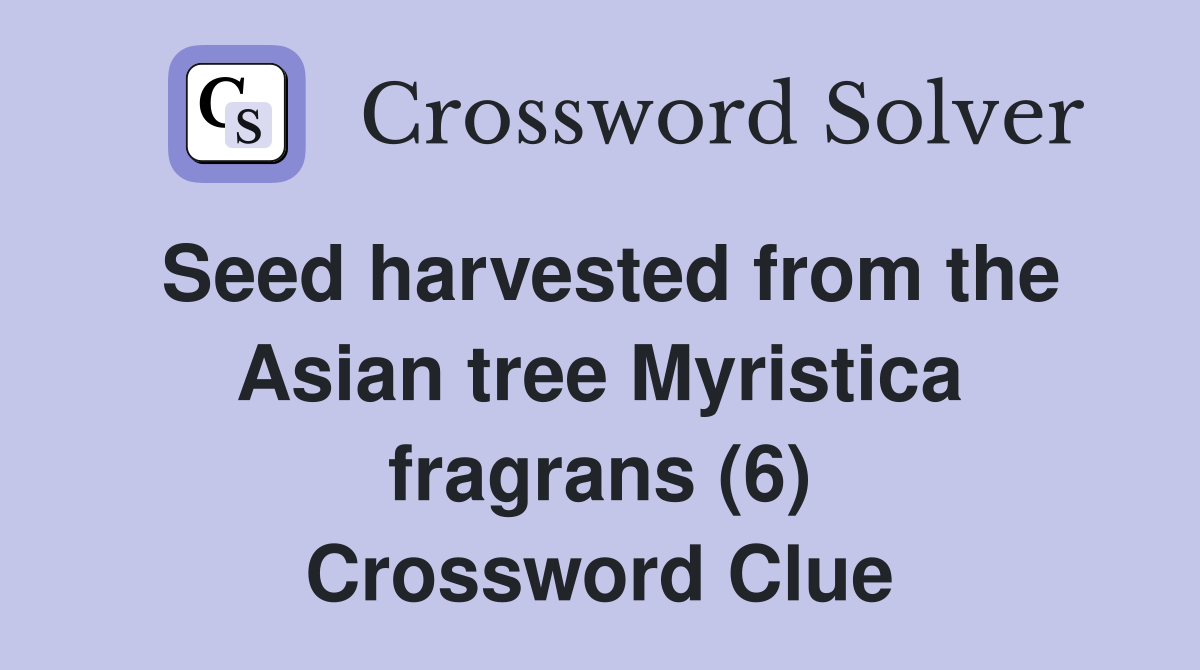 Seed harvested from the Asian tree Myristica fragrans (6) Crossword Clue