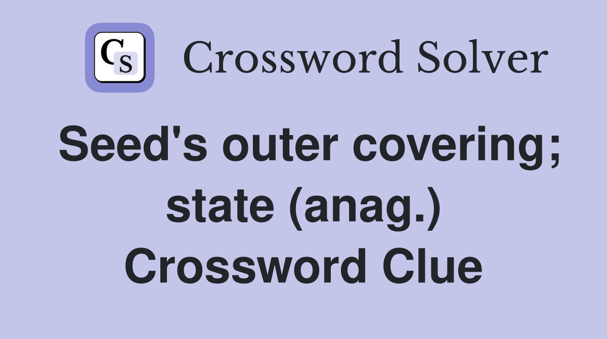 Seed's outer covering; state (anag.) Crossword Clue