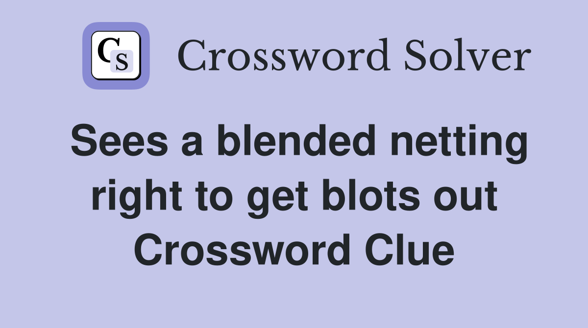 Sees a blended netting right to get blots out Crossword Clue