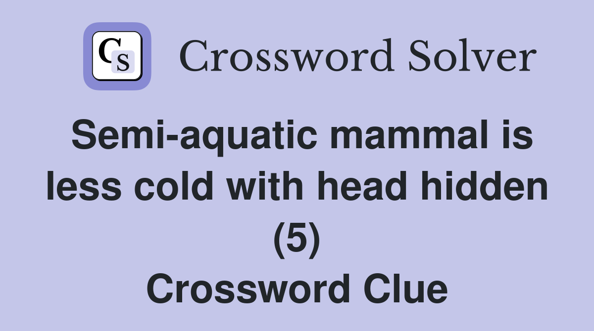 Semi-aquatic mammal is less cold with head hidden (5) Crossword Clue