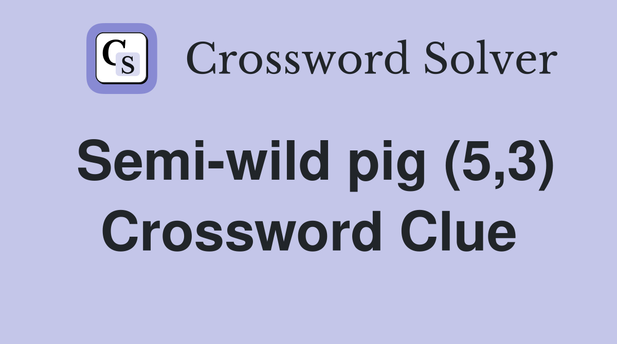 Semi-wild pig (5,3) Crossword Clue